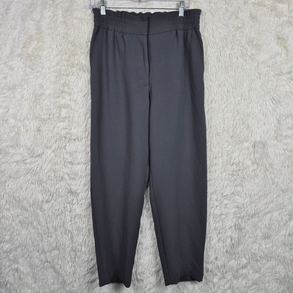 Wilfred Aritzia Penelope Crepe Pant Grey High Rise Tapered Paperbag Trouser Sz 8